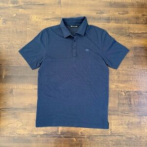 Travis Mathew Mens Polo Shirt Medium Navy Blue Short Sleeve Pima Cotton Golf
